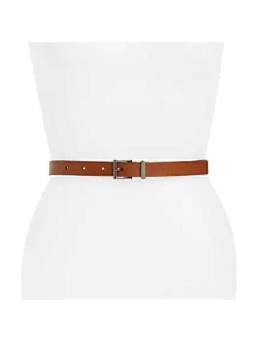 Halogen Leather Square Keeper Belt XS 29" Brown Cognac